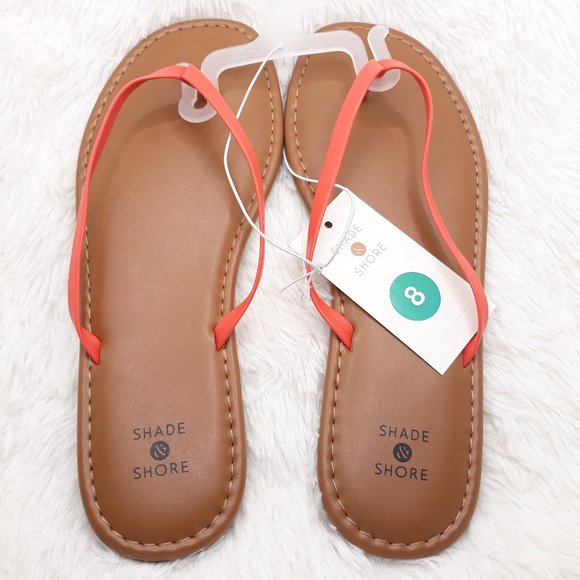 SHADE & SHORE Women's Faux Leather Flip Flop Sandals "CORAL" (Size 8) BRAND NEW! - Picture 4 of 4